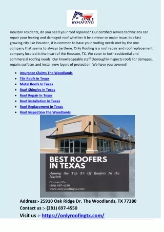 houston residents do you need your roof repaired