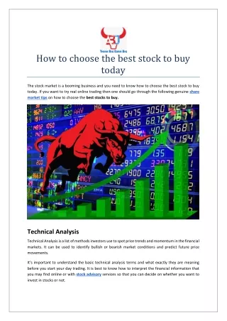 how to choose the best stock to buy today