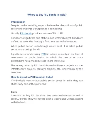 where to buy psu bonds in india