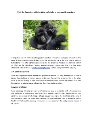 Visit the Rwanda gorilla trekking safaris for a memorable vacation.docx