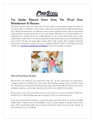 Find the Best Wood Door Manufacturer in Haryana.