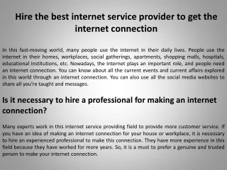 hire the best internet service provider