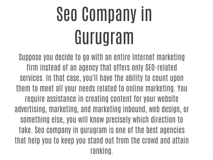 seo company in gurugram suppose you decide