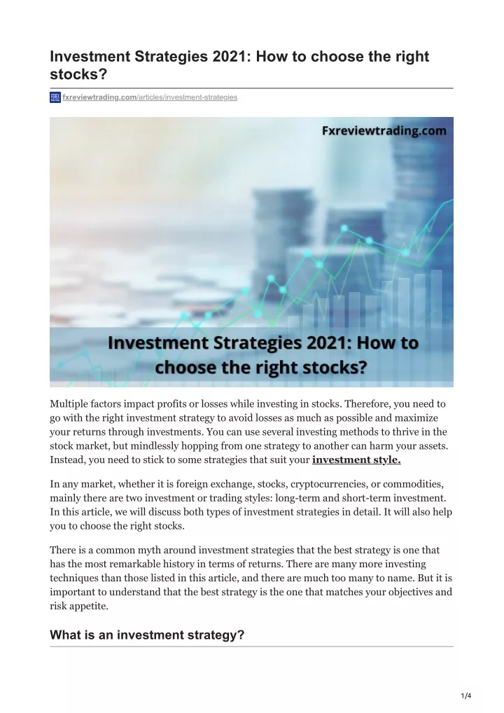 investment strategies 2021 how to choose