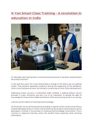 K-Yan Smart Class Training – A revolution in education in India-converted