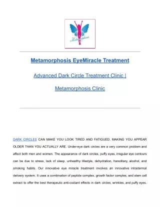 Advanced Dark Circle Treatment Clinic | Metamorphosis Clinic