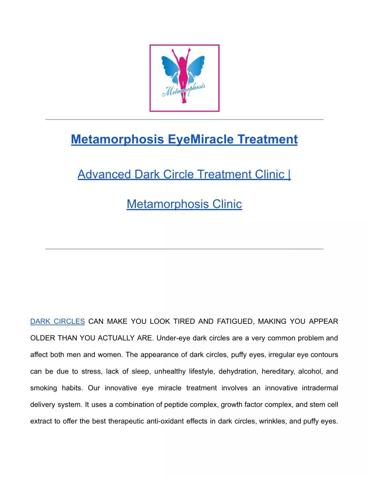 metamorphosis eyemiracle treatment