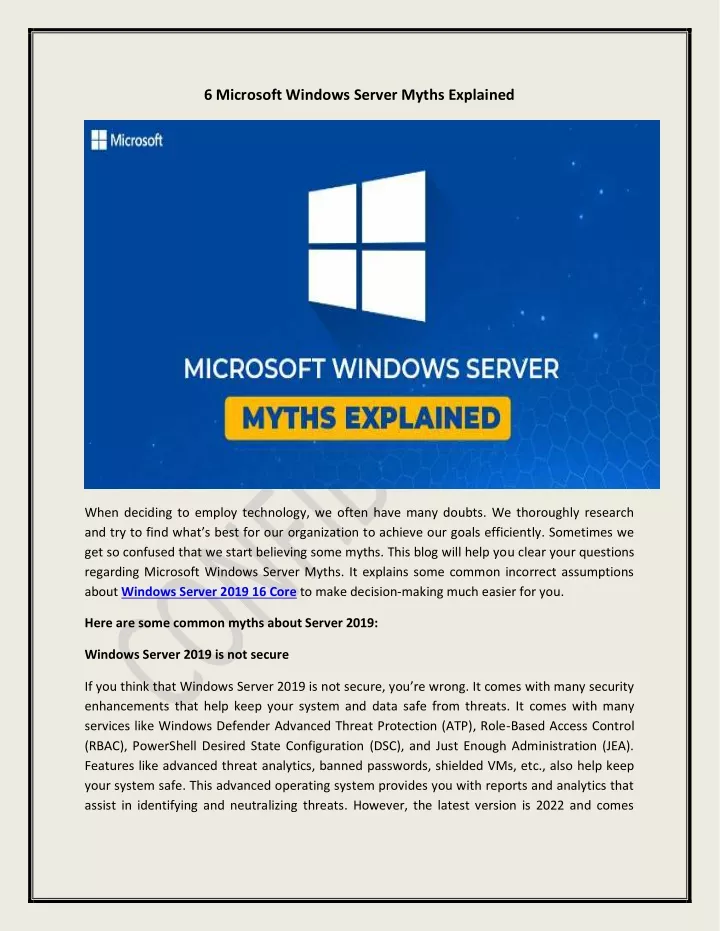 6 microsoft windows server myths explained