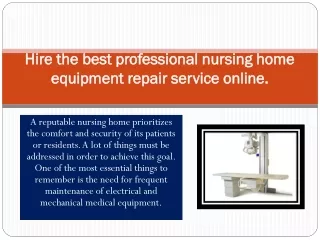 Nursing Home Equipment Repair