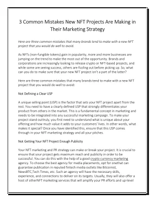 3 Common Mistakes New NFT Projects Are Making in Their Marketing Strategy