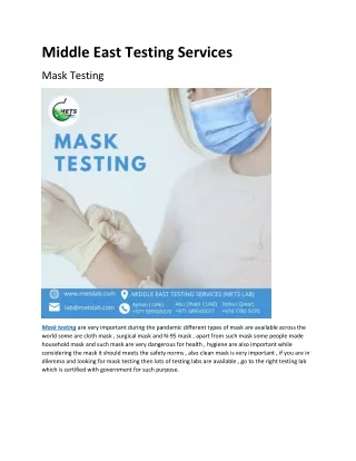 Mask Testing | Metslab-UK