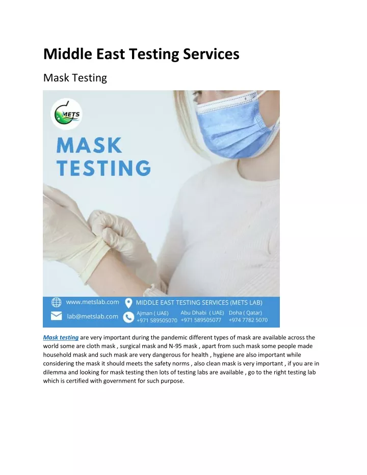 middle east testing services