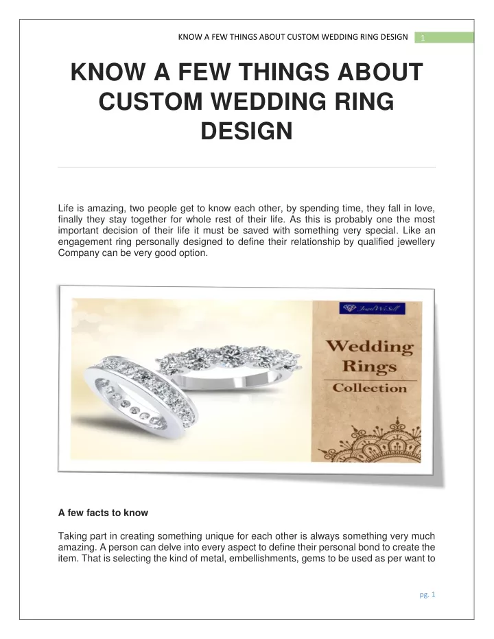 know a few things about custom wedding ring design