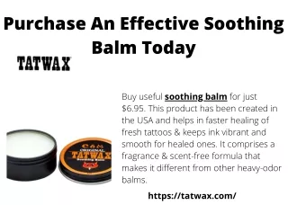 Purchase An Effective Soothing Balm Today