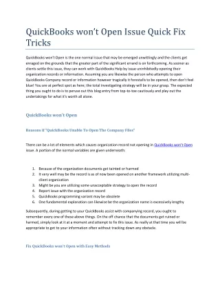 quickbooks won t open issue quick fix tricks