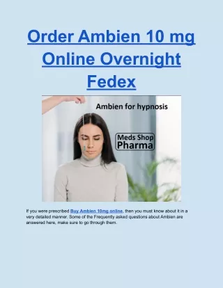 Order Ambien 10 mg Online