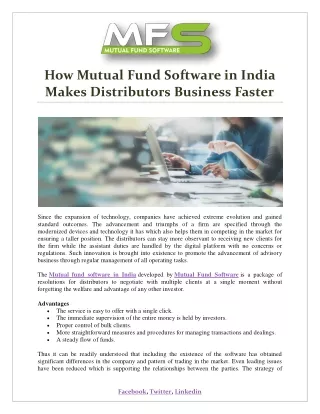 how mutual fund software in india makes