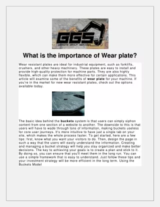 What is the importance of Wear plate