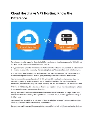 cloud hosting vs vps hosting know the difference