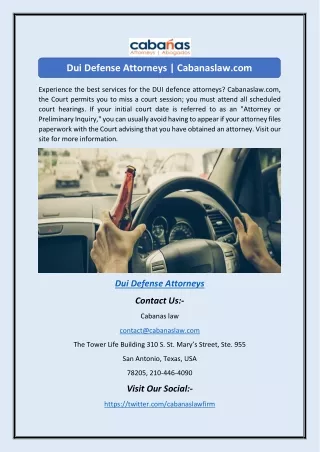 Dui Defense Attorneys | Cabanaslaw.com