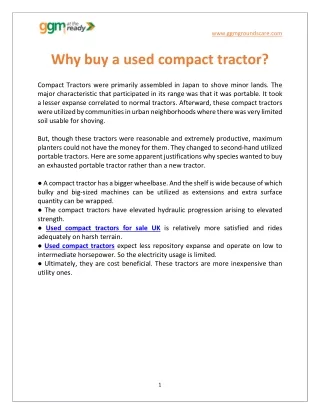 Why buy a used compact tractor?