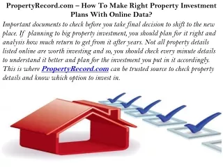 How To Make Right Property Investment Plans With Online Data?