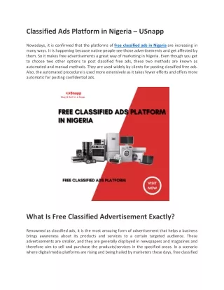 Classified Ads Platform in Nigeria – USnapp