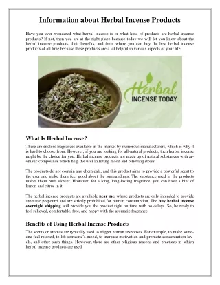 Information about Herbal Incense Products