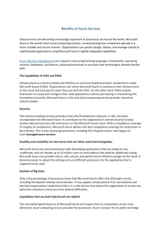 benefits benefits of of azure
