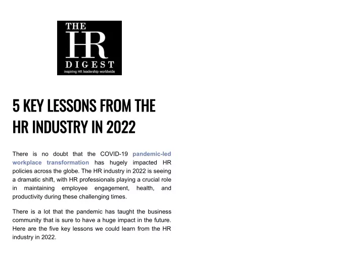 5 key lessons from the hr industry in 2022