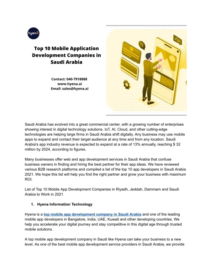PPT - Top 10 mobile application development company in Saudi Arabia ...