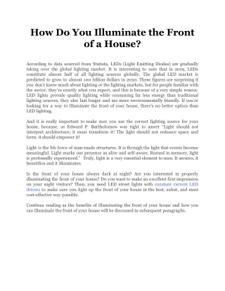 how do you illuminate the front of a house