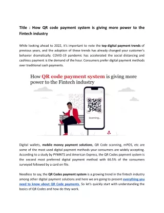 How QR code payment system is giving more power to the Fintech industry