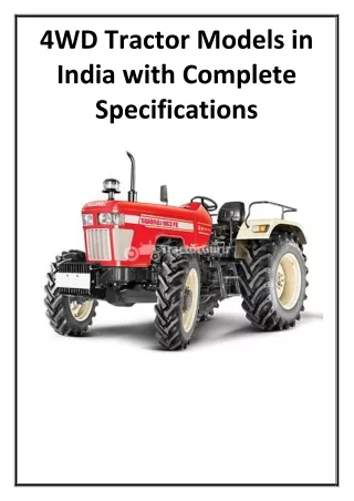 4WD Tractor Models in India with Complete Specifications