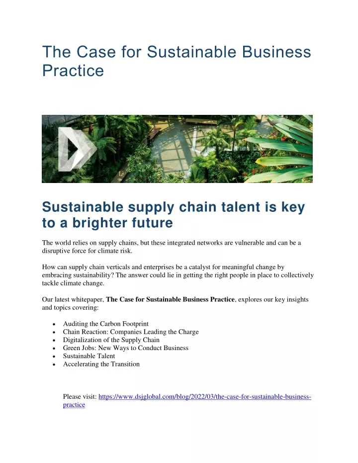the case for sustainable business practice