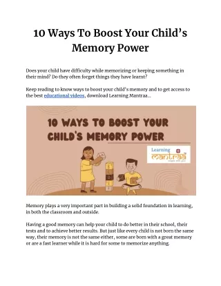 Ways To Boost Your Child’s Memory Power