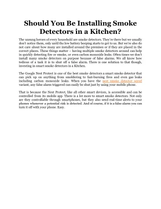 Should You Be Installing Smoke Detectors in a Kitchen_