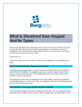 What Is Storefront Door Keypad And Its Types.