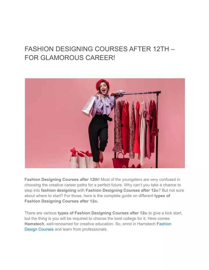 Ppt Fashion Designing Courses After 12th For Glamorous Career Powerpoint Presentation Id 