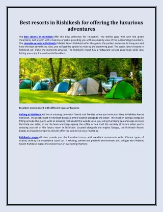 best resorts in rishikesh for offering