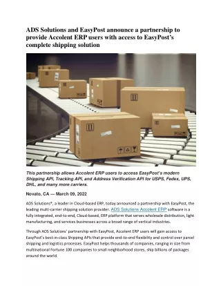 ads solutions and easypost announce a partnership