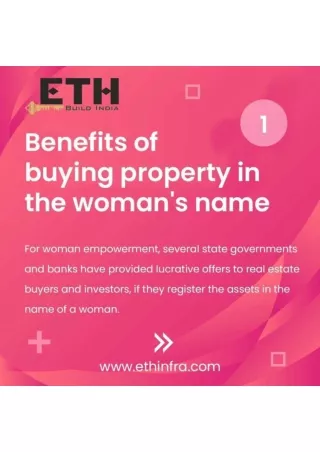 Check out these Benefits of buying property in the name of a woman.