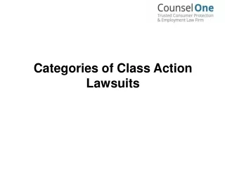 Categories of Class Action Lawsuits