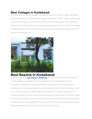 Best Resorts in Kodaikanal & Best Cottages in Kodaikanal - Thapovan