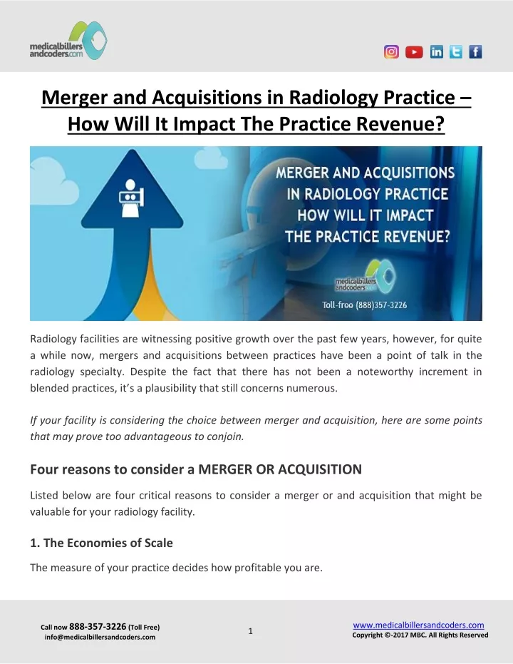 merger and acquisitions in radiology practice