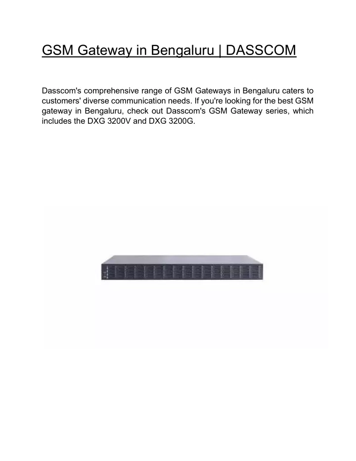 gsm gateway in bengaluru dasscom