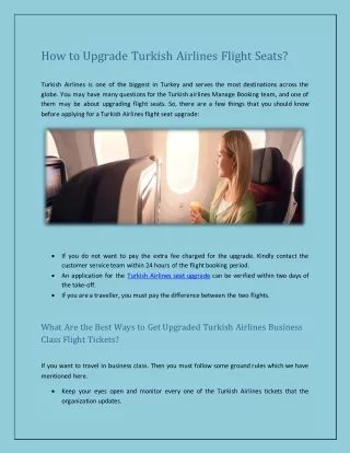 How to Upgrade Turkish Airlines Flight Seats?