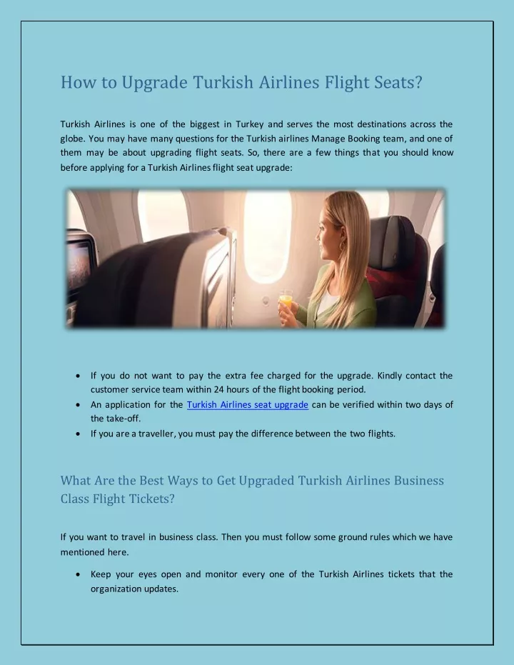 how to upgrade turkish airlines flight seats