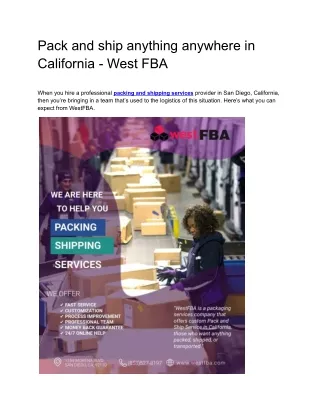 Pack and ship anything anywhere in California - West FBA