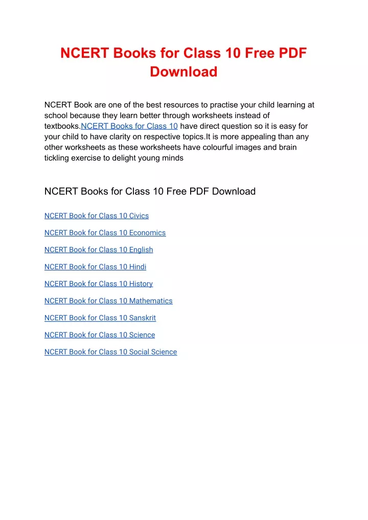 ncert books for class 10 free pdf download